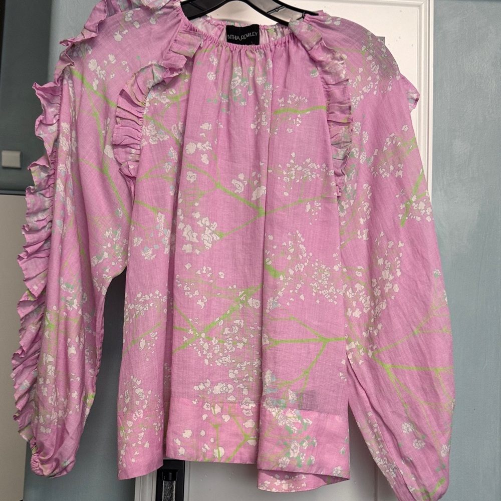 Cynthia Rowley Pink Floral Ruffle Blouse